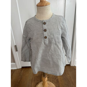 Boys Jamie Kay Button Down Shirt 3T GrayBlue White Gingham
